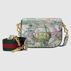 Gucci Bag Back Shoulder Bag Off-white Gold Tiger Flower Print Leather